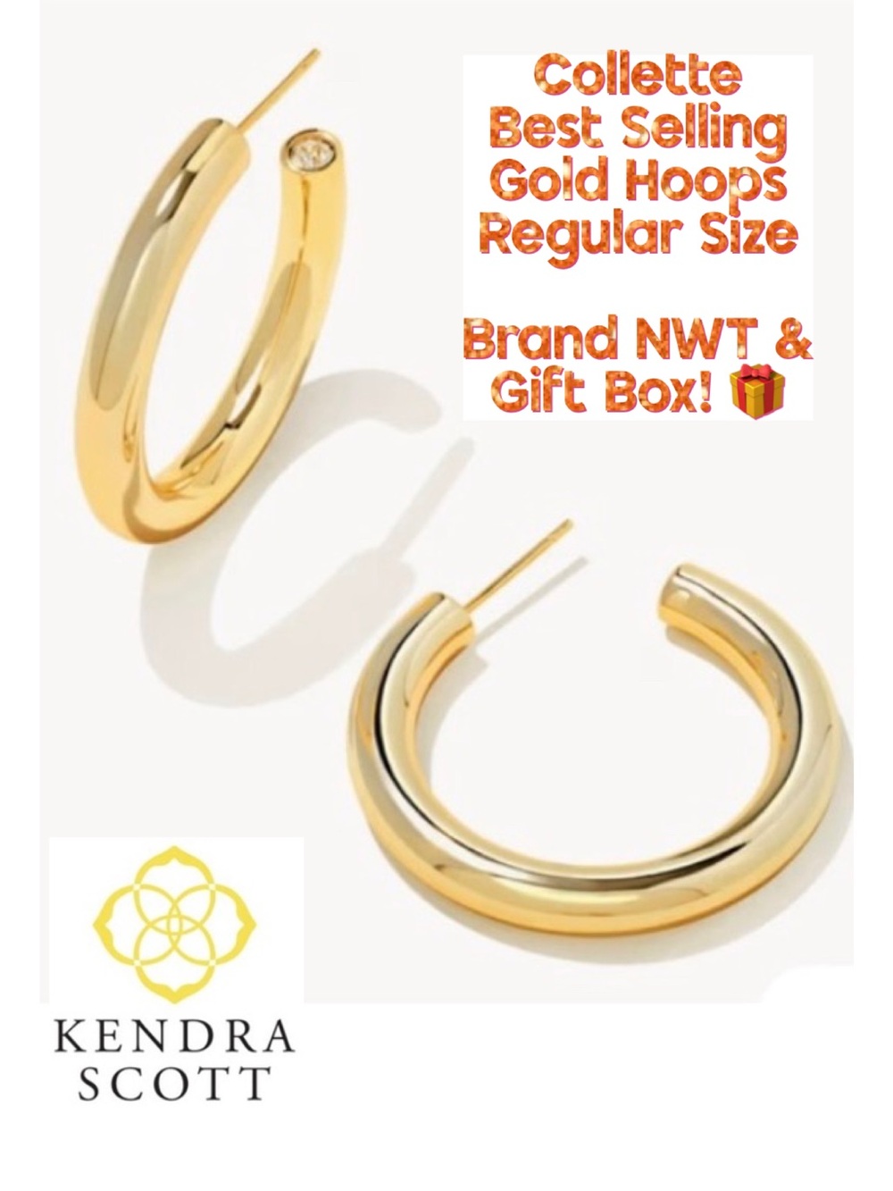 Kendra, Scott, Colette, GOLD HOOPS, Regular Size, Top Rated! NEW with Tags!